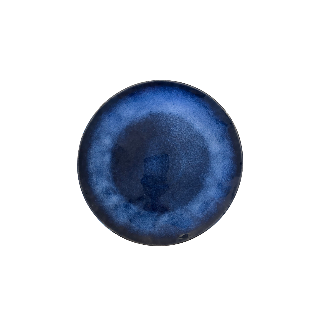 Plato de cerámica Azul océano brillo