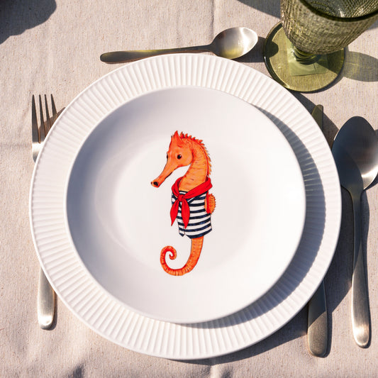 Plato porcelana caballito de mar